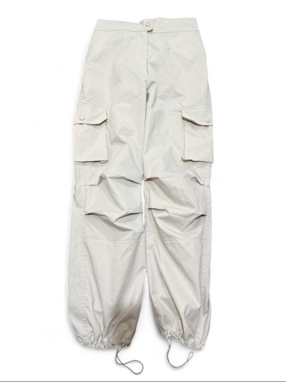Women's Cream Cargo Joggers with Drawcord Hem